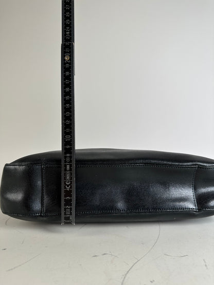 Vintage Givenchy Smooth Leather Shoulder Bag Black Gold