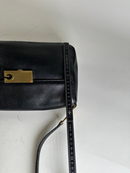 Vintage Givenchy Smooth Leather Shoulder Bag Black Gold