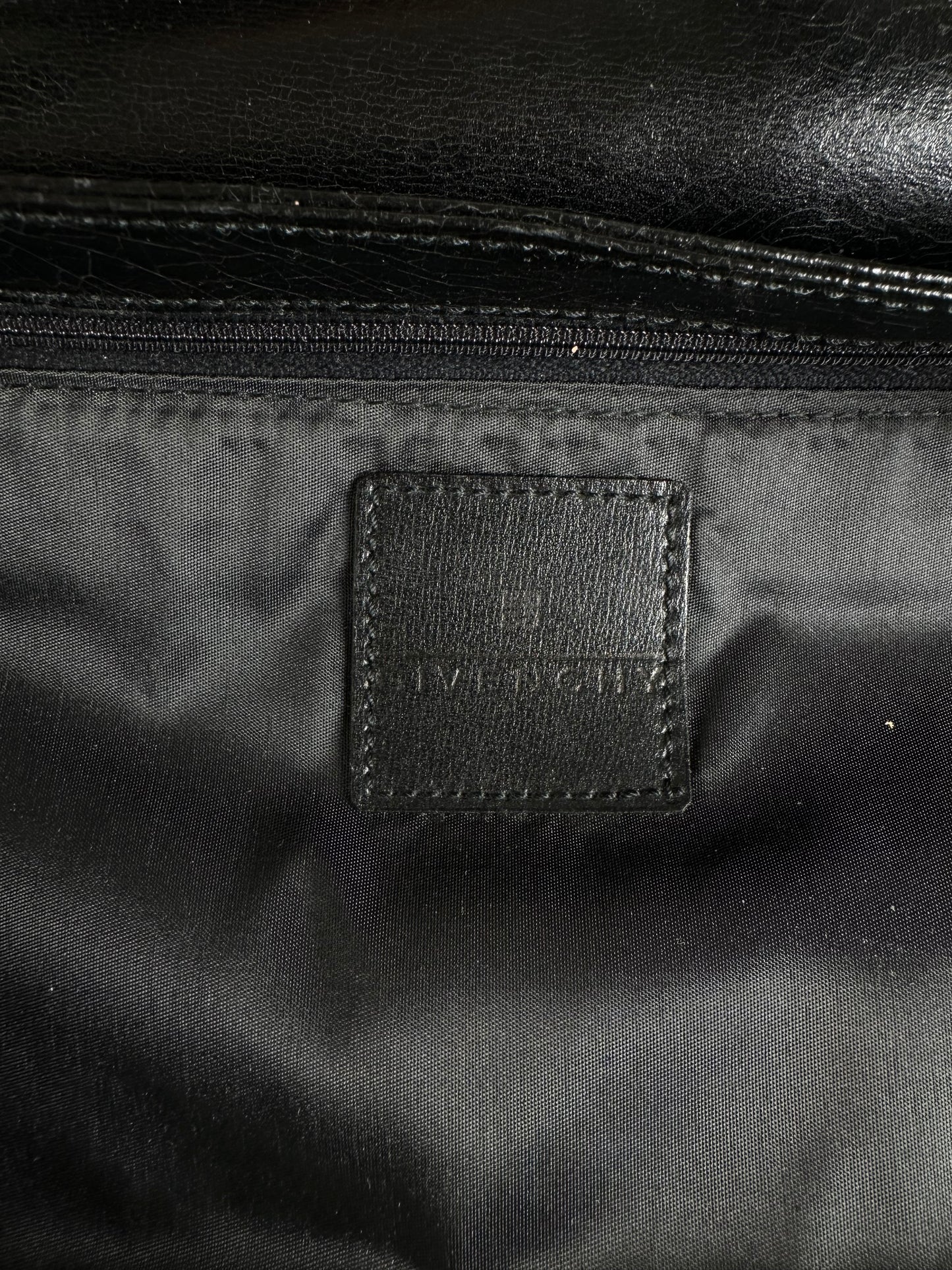 Vintage Givenchy Smooth Leather Shoulder Bag Black Gold