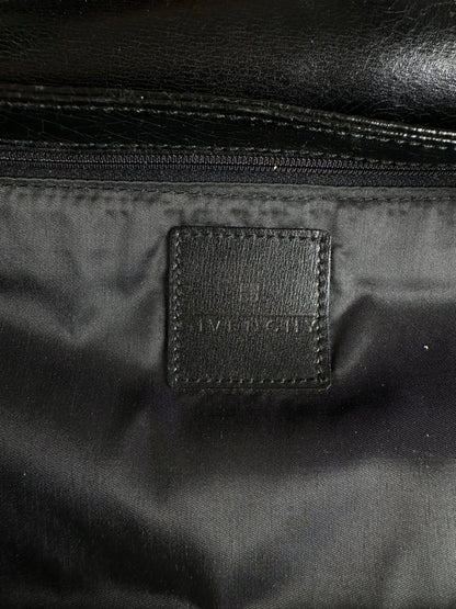 Vintage Givenchy Smooth Leather Shoulder Bag Black Gold