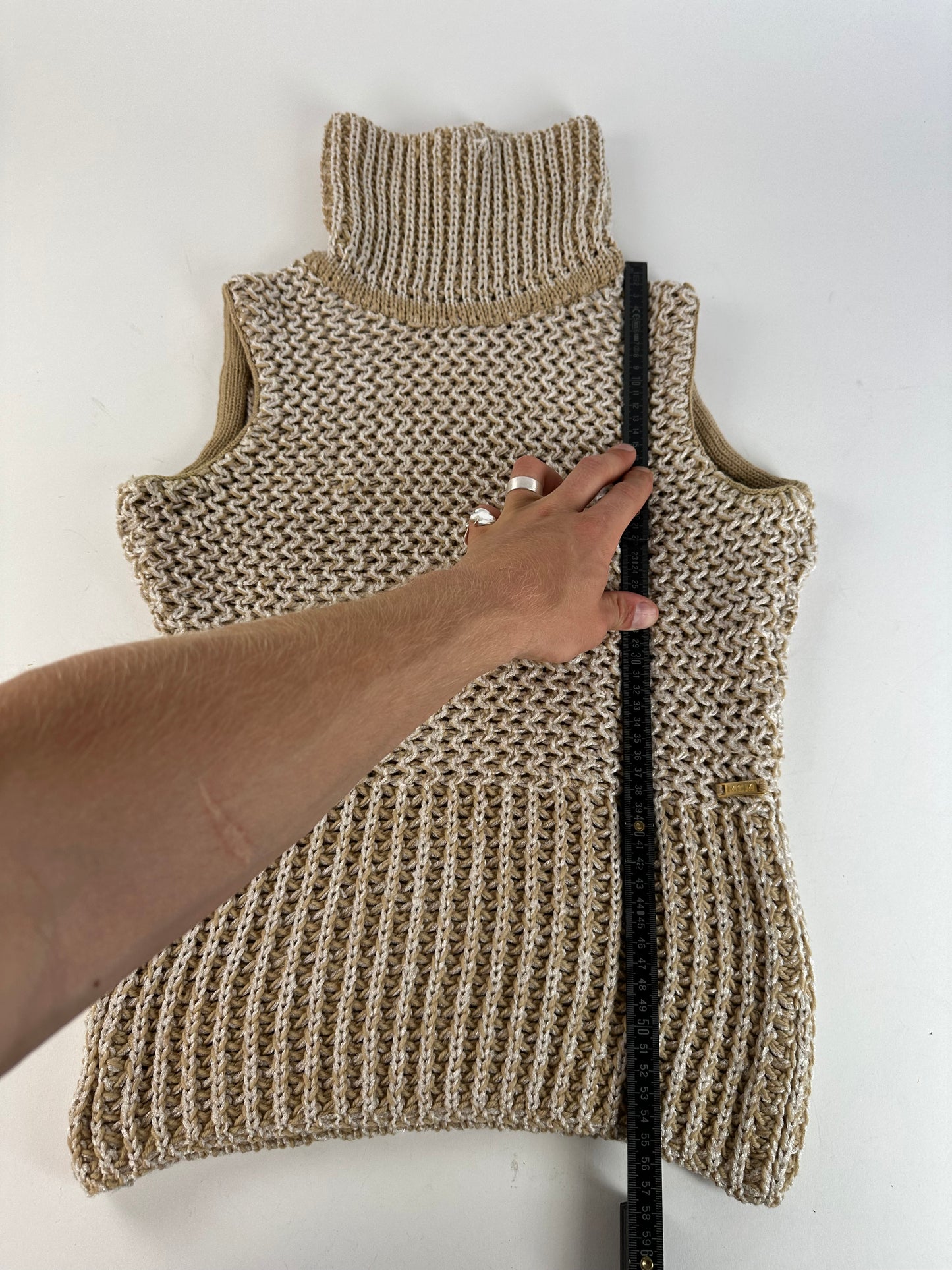 Vintage MCM Knit Sweater Vest Cream Beige M