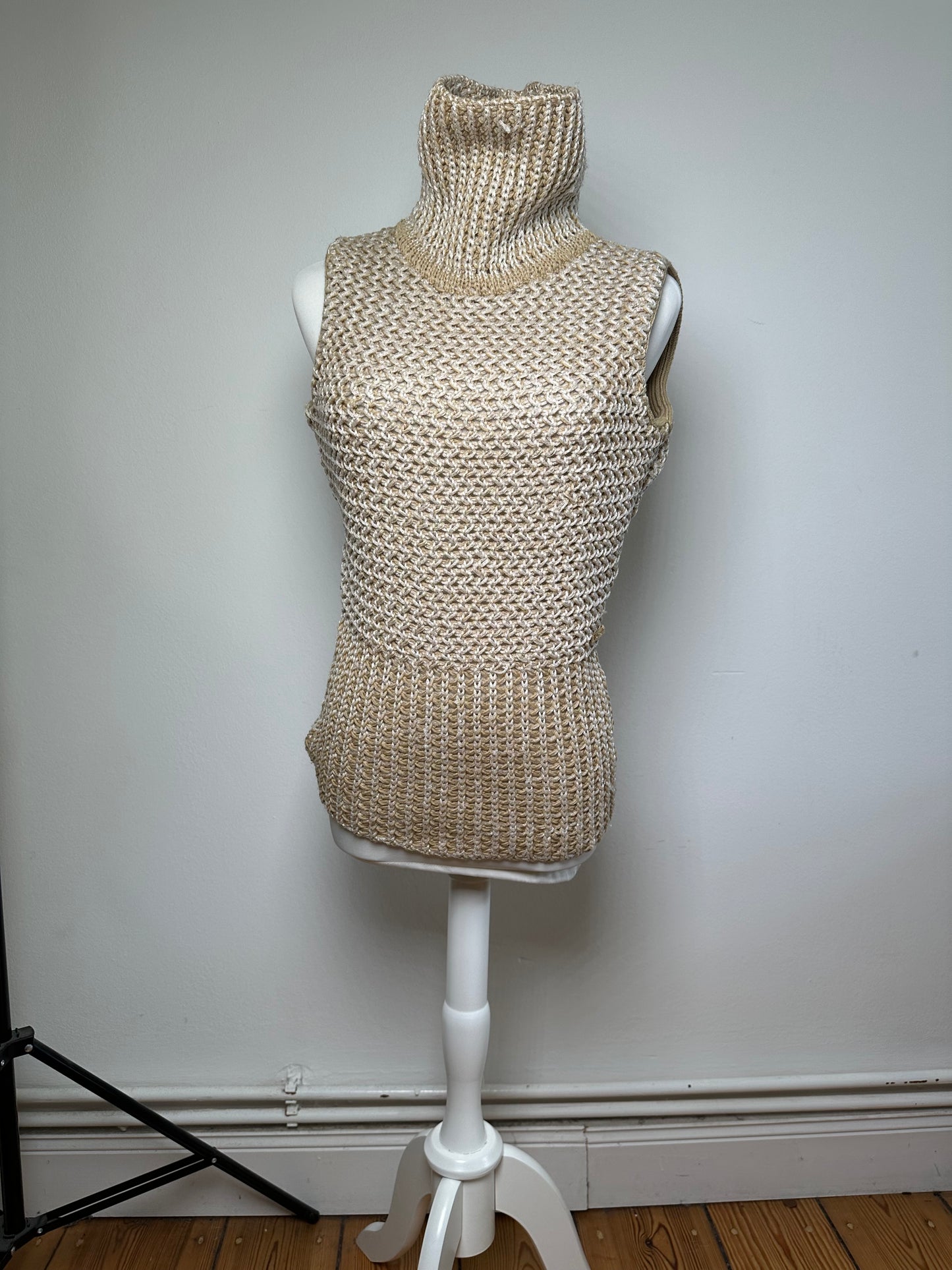 Vintage MCM Knit Sweater Vest Cream Beige M