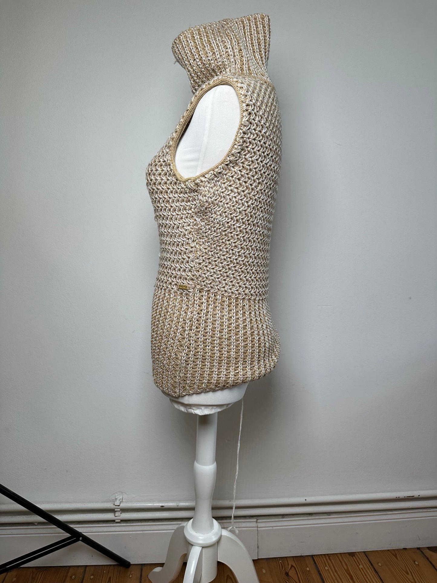 Vintage MCM Knit Sweater Vest Cream Beige M