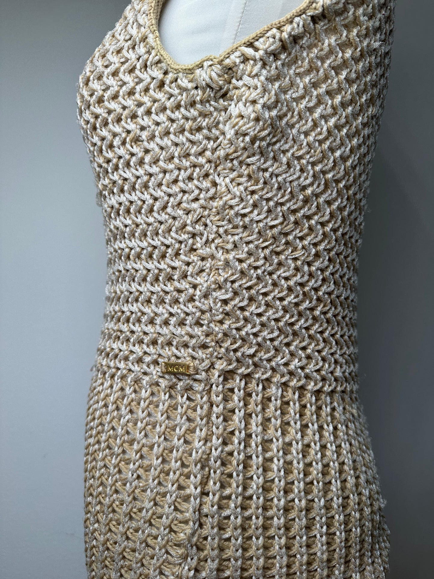 Vintage MCM Knit Sweater Vest Cream Beige M