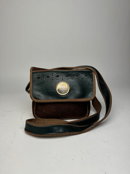 Vintage Loewe Madrid Canvas Leather bag green Brown