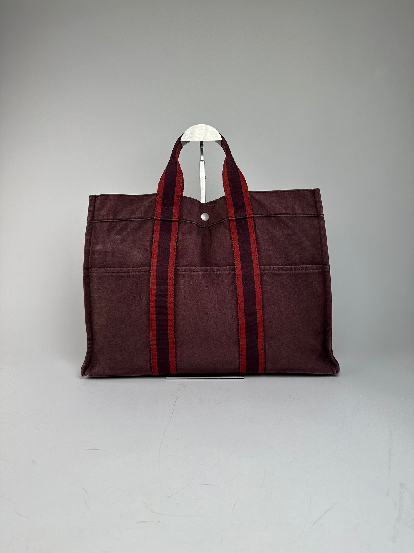 Vintage Hermes Canvas Tote Bag Purple Red