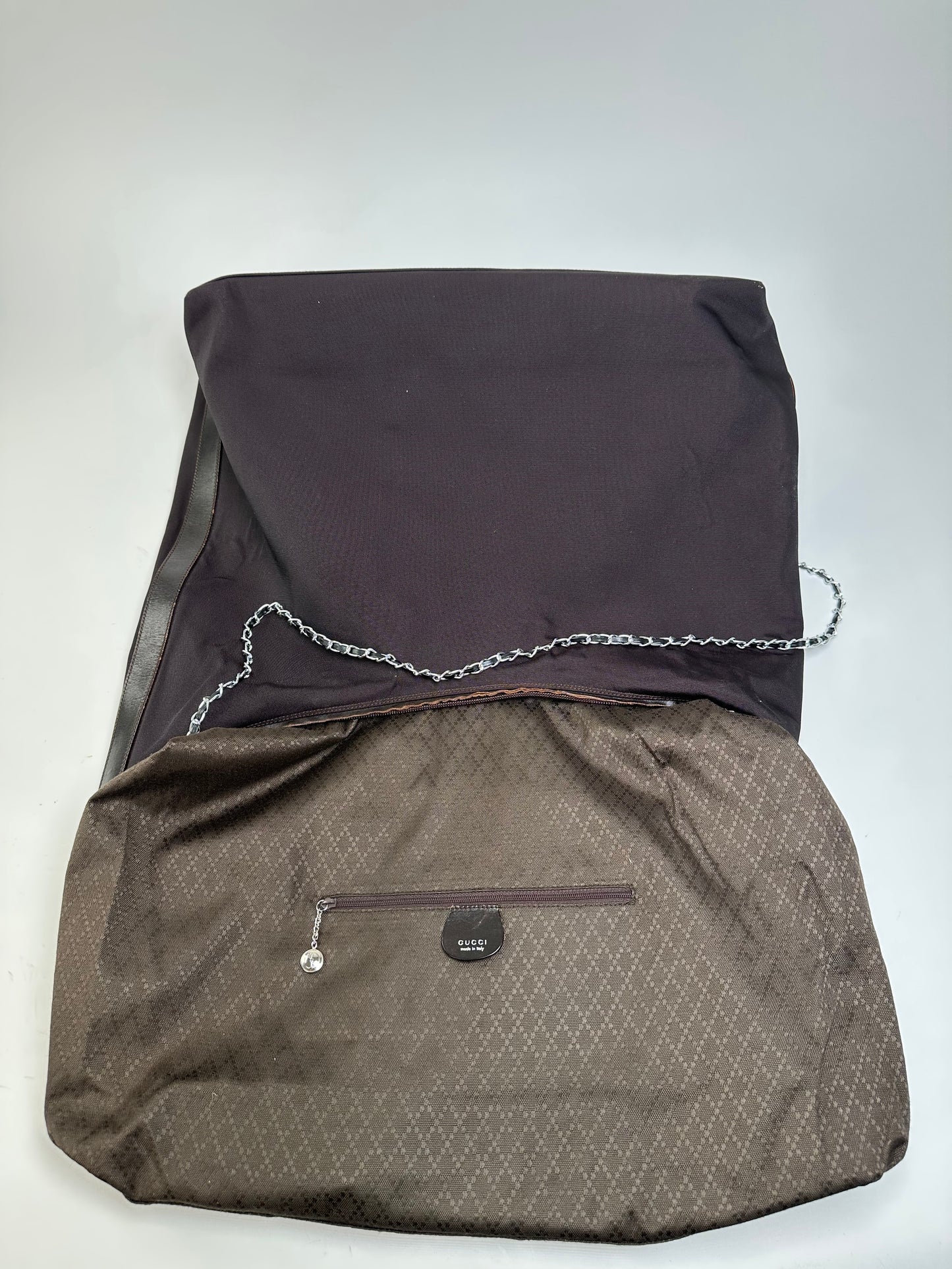 Vintage Gucci Nylon Chain Shoulder Bag Black Silver