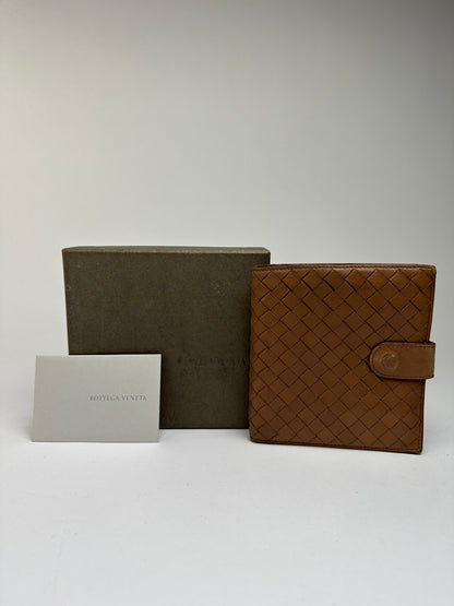 Vintage Bottega Veneta Intrecciato Bifold Wallet Early 2000s Tan