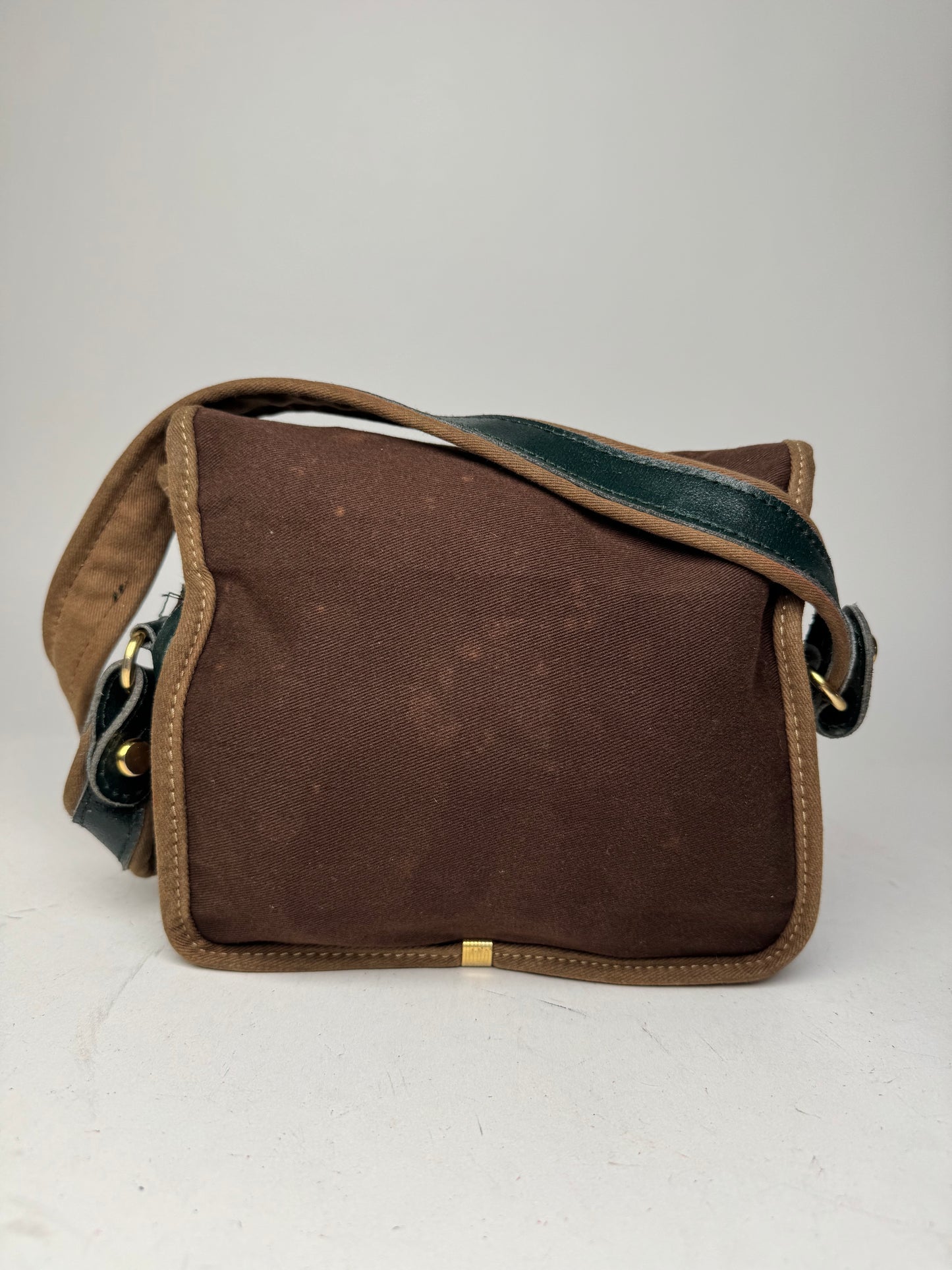 Vintage Loewe Madrid Canvas Leather bag green Brown