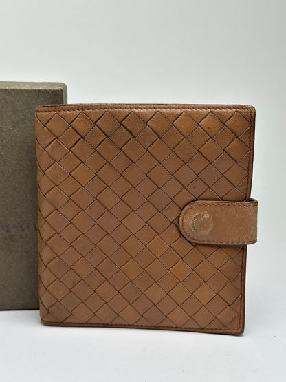 Vintage Bottega Veneta Intrecciato Bifold Wallet Early 2000s Tan