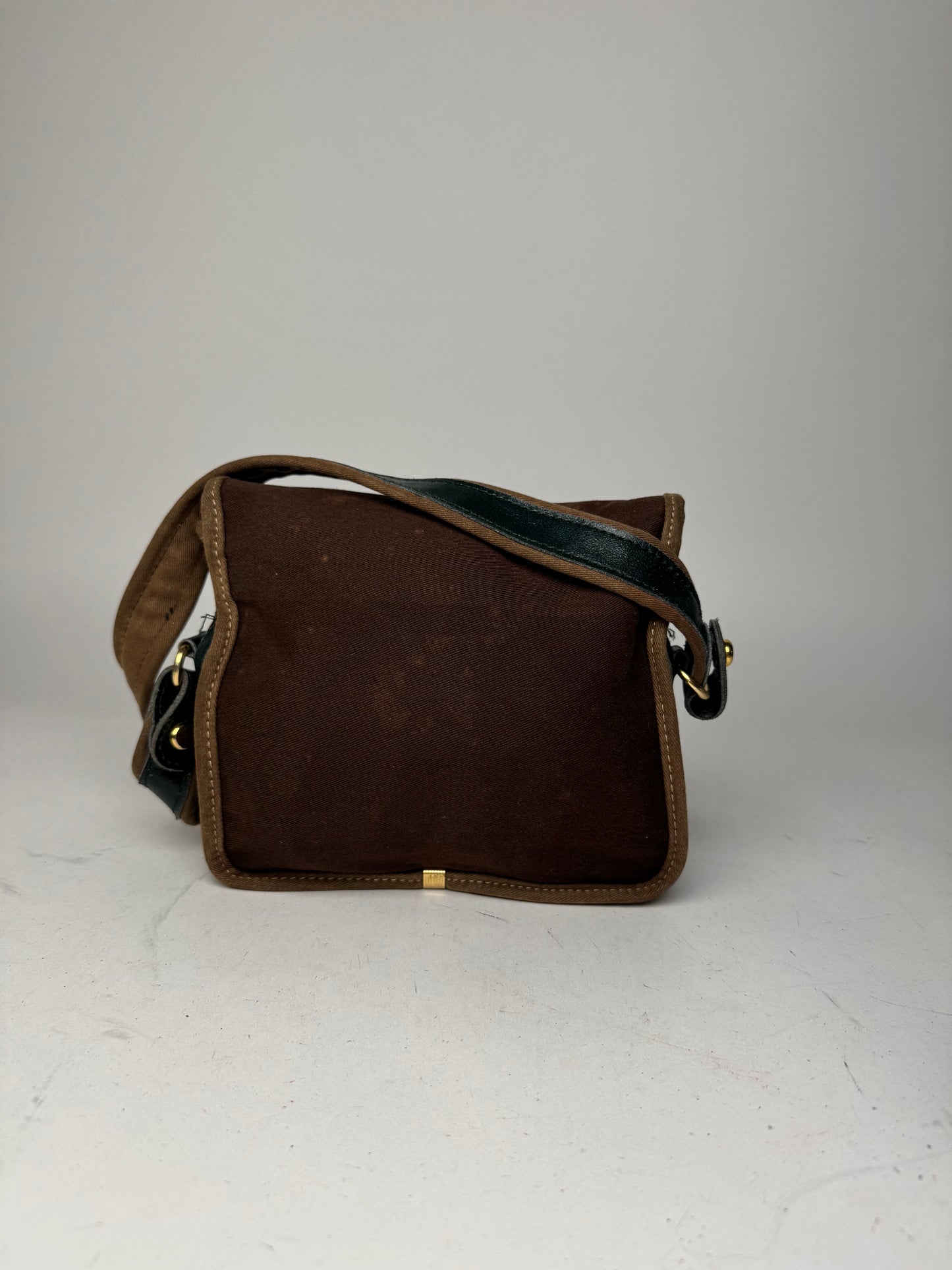 Vintage Loewe Madrid Canvas Leather bag green Brown