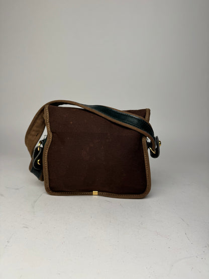 Vintage Loewe Madrid Canvas Leather bag green Brown