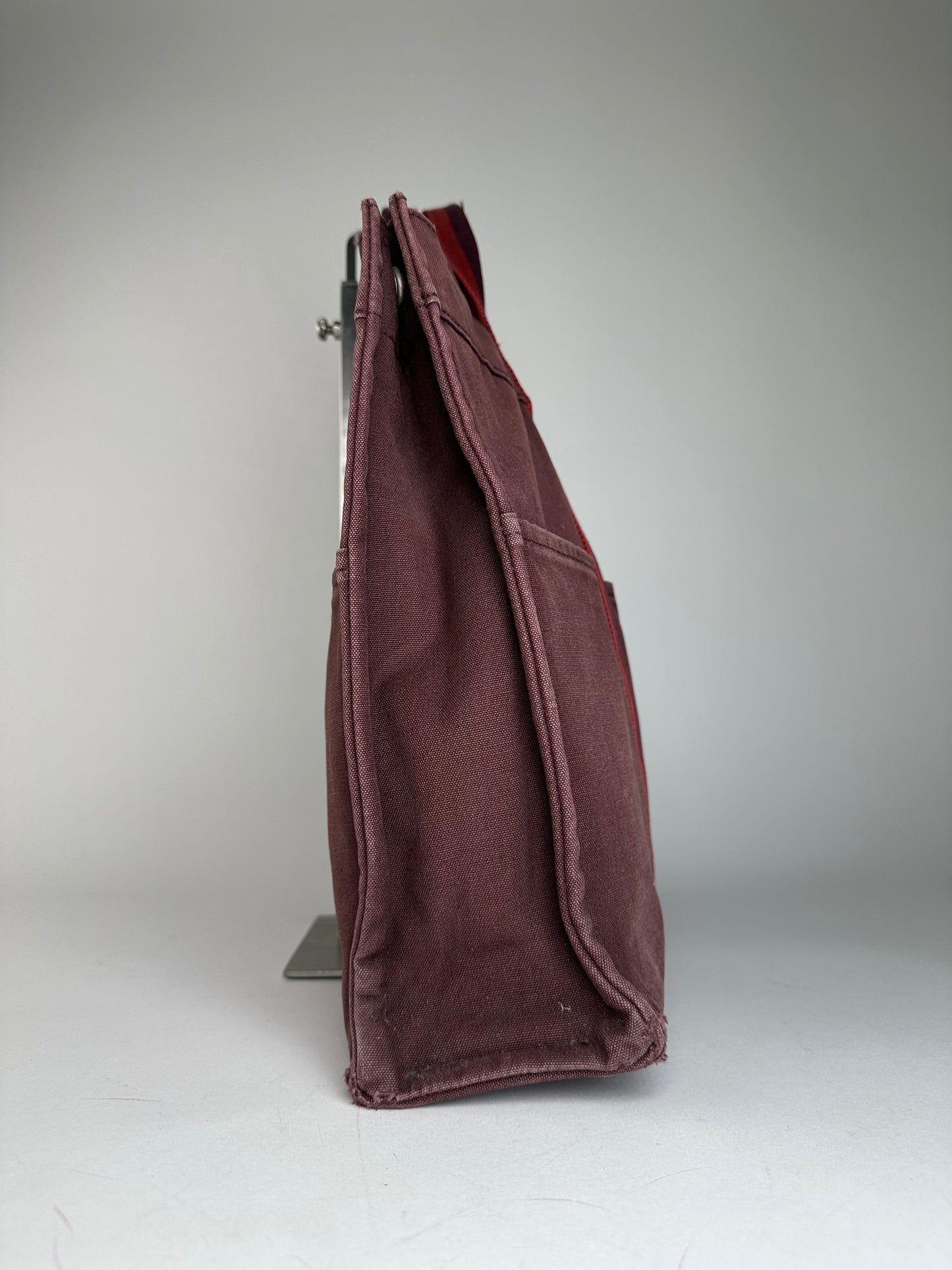 Vintage Hermes Canvas Tote Bag Purple Red