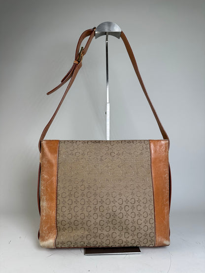 Vintage Celine Monogram Canvas Shoulder Bag Beige Brown