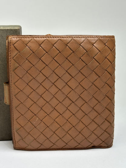 Vintage Bottega Veneta Intrecciato Bifold Wallet Early 2000s Tan