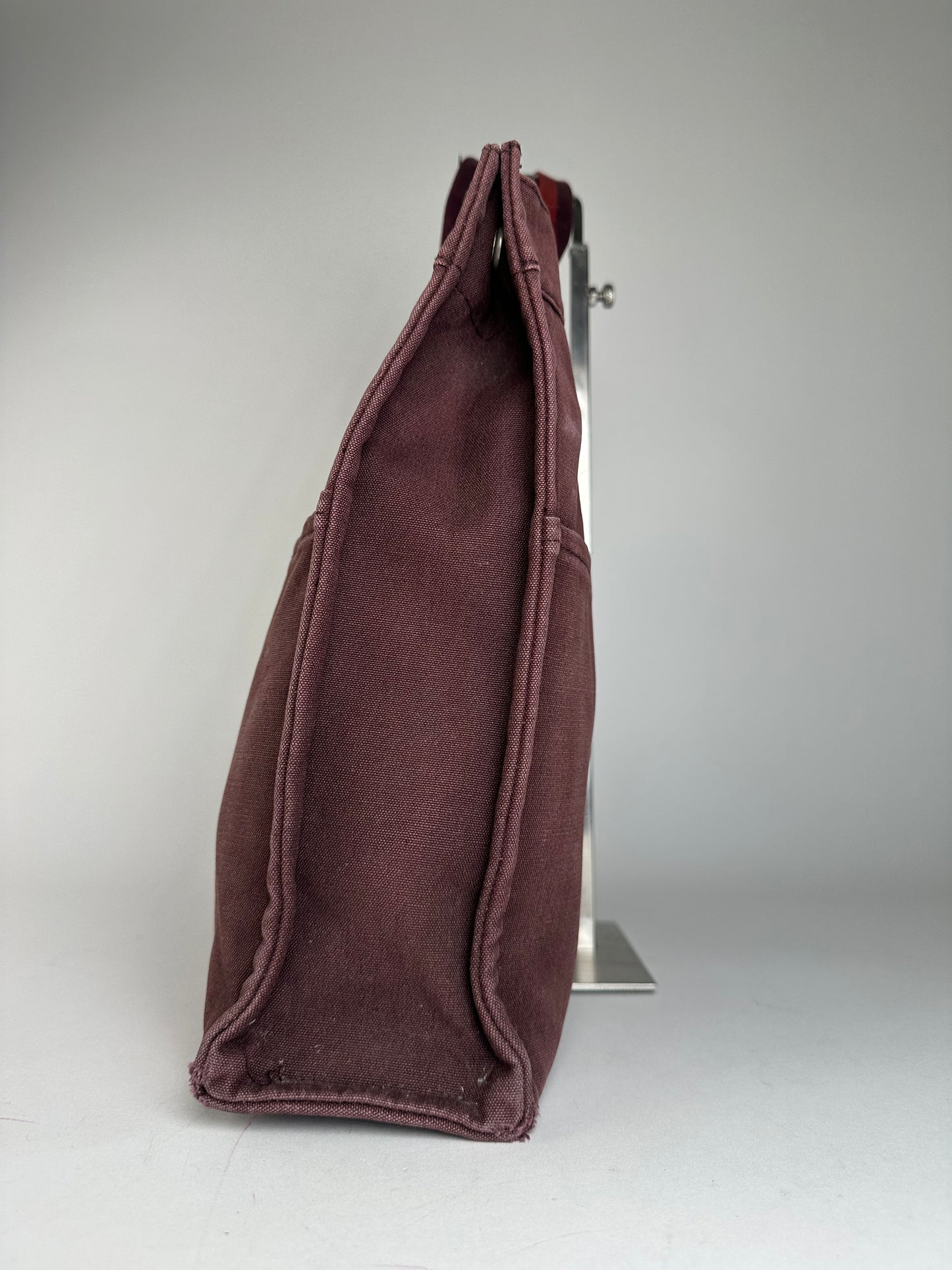Vintage Hermes Canvas Tote Bag Purple Red