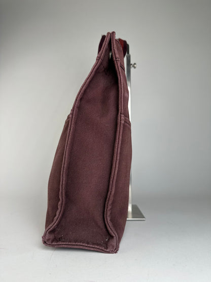 Vintage Hermes Canvas Tote Bag Purple Red