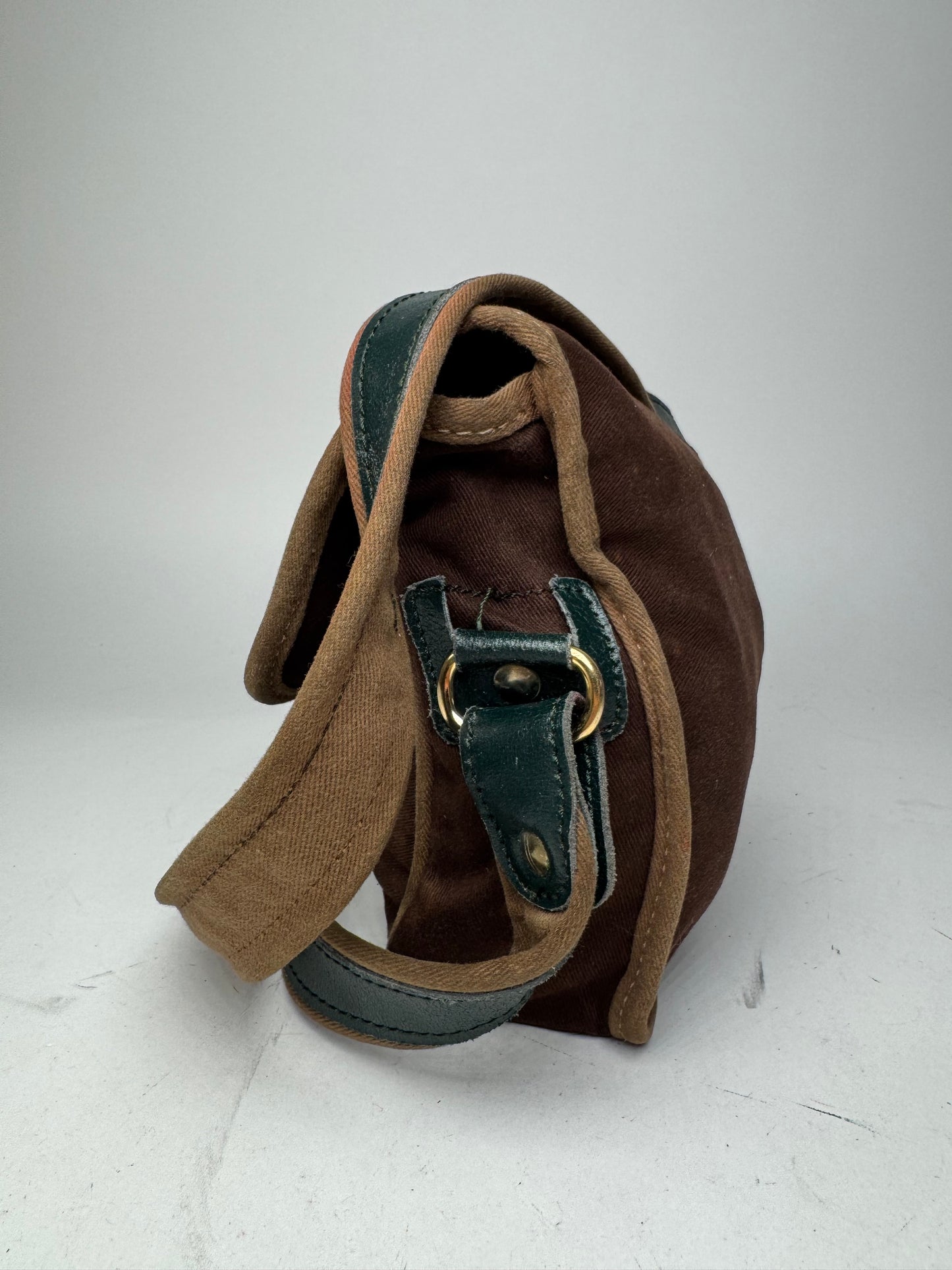 Vintage Loewe Madrid Canvas Leather bag green Brown