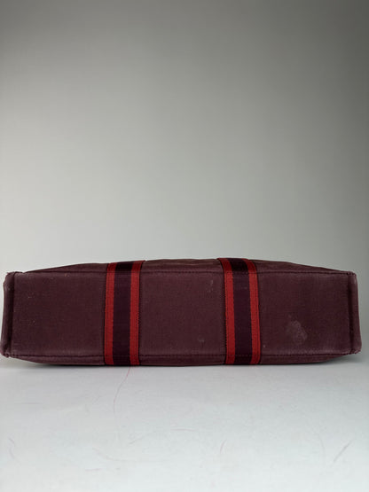 Vintage Hermes Canvas Tote Bag Purple Red