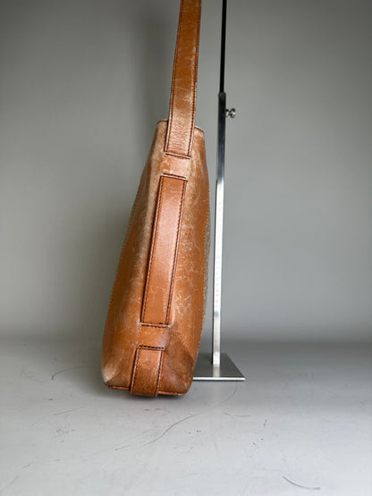 Vintage Celine Monogram Canvas Shoulder Bag Beige Brown