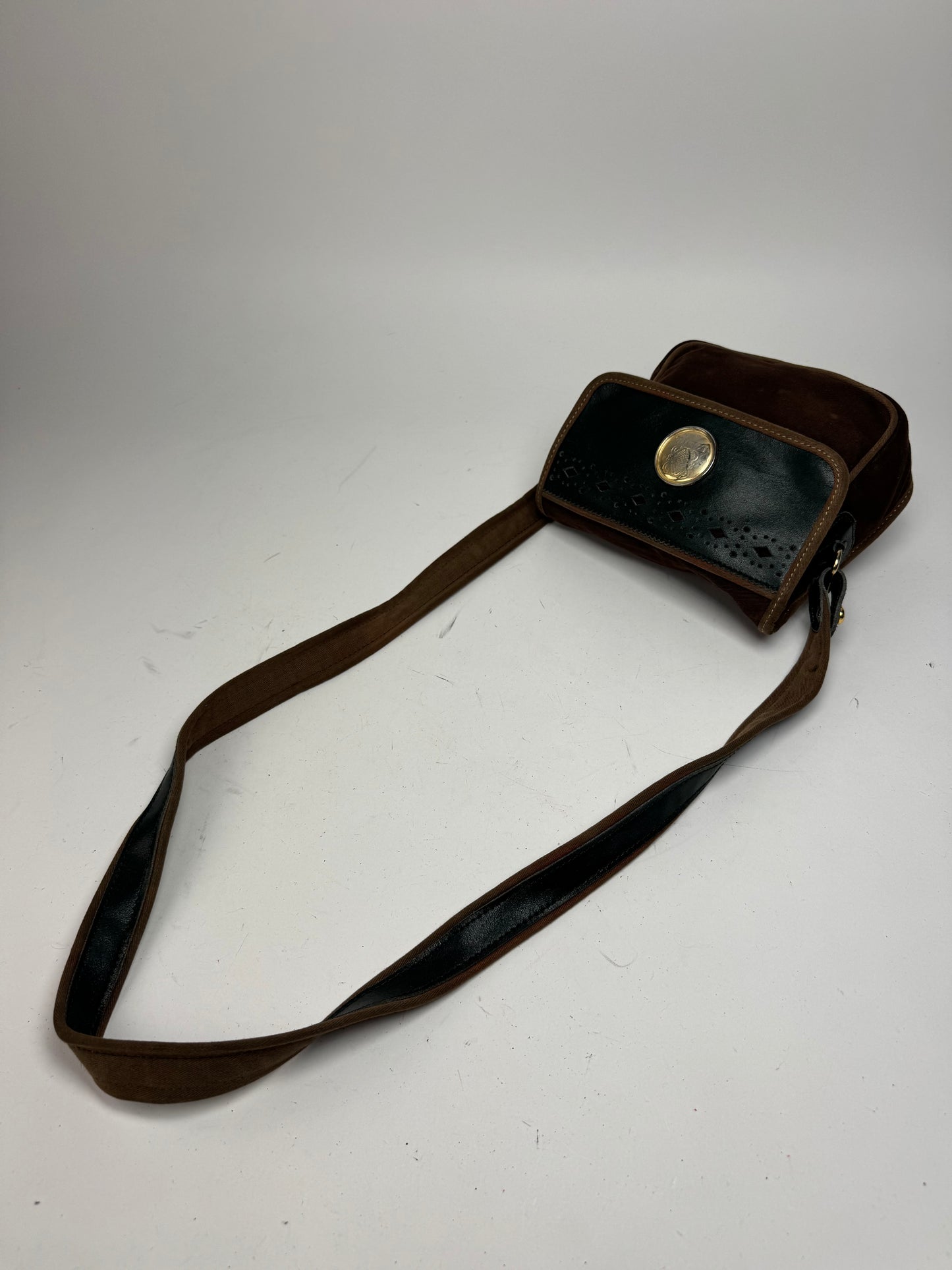 Vintage Loewe Madrid Canvas Leather bag green Brown