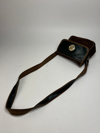 Vintage Loewe Madrid Canvas Leather bag green Brown