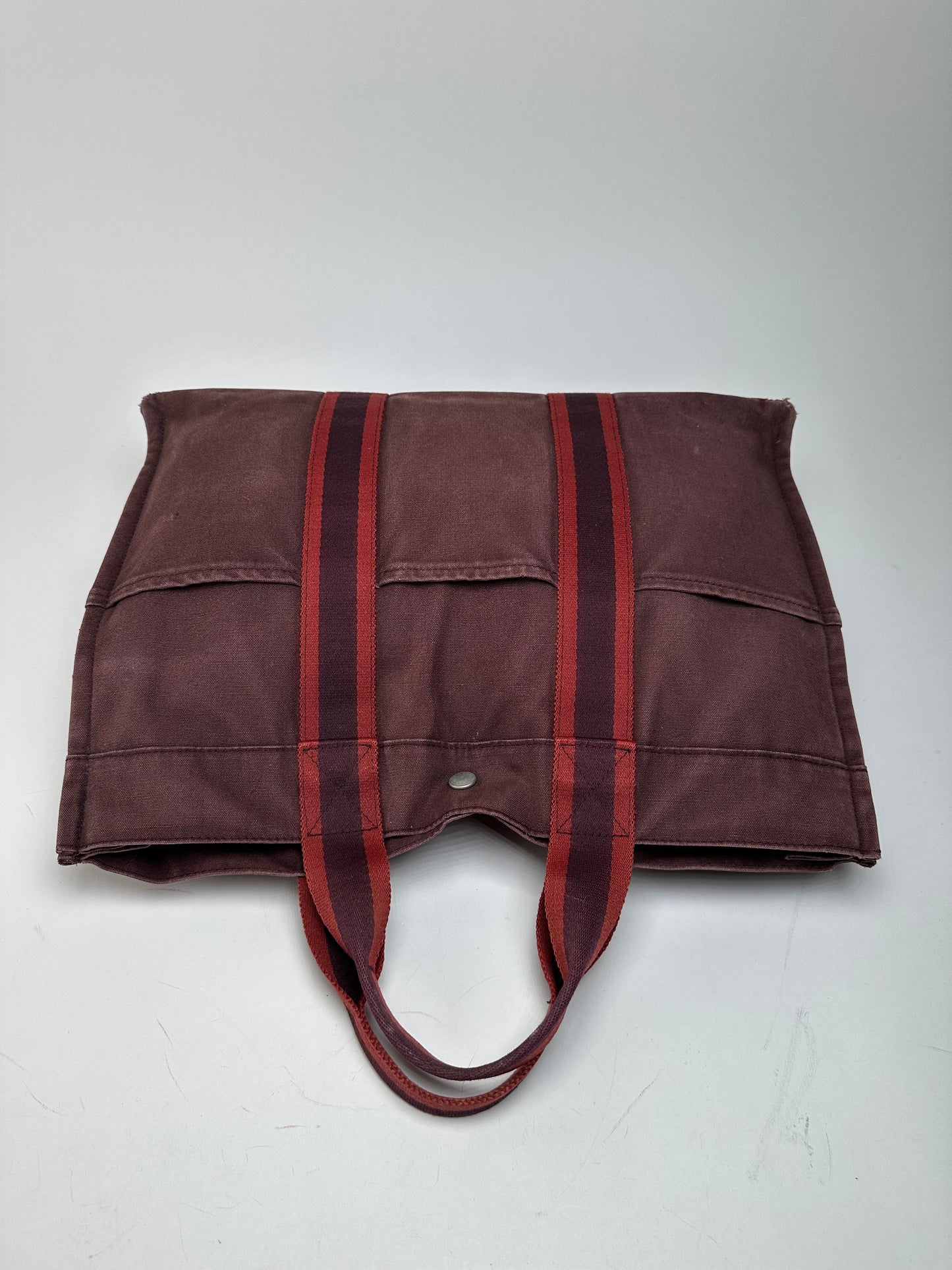 Vintage Hermes Canvas Tote Bag Purple Red