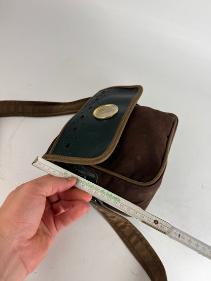 Vintage Loewe Madrid Canvas Leather bag green Brown