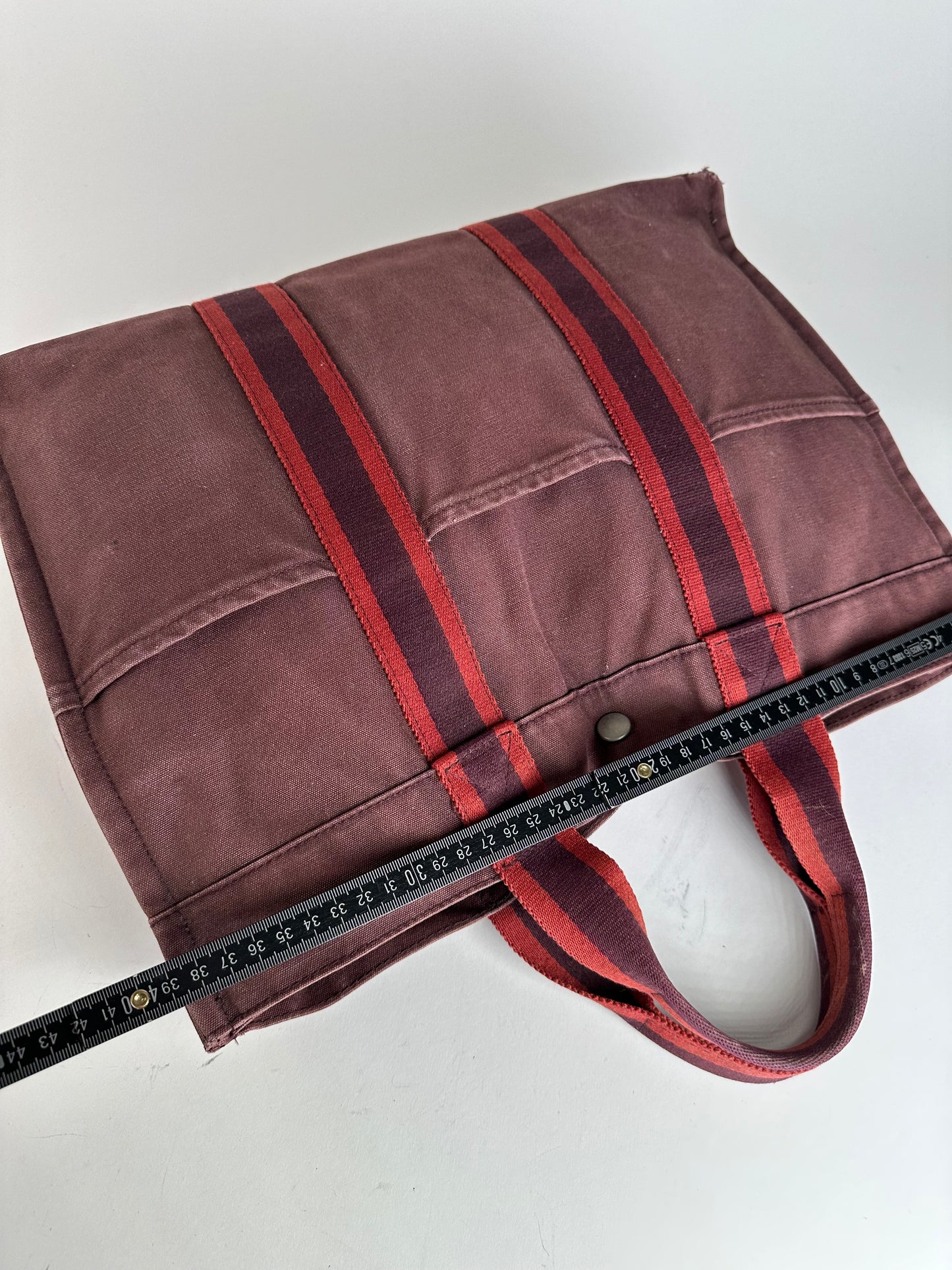 Vintage Hermes Canvas Tote Bag Purple Red