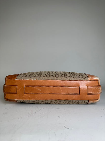 Vintage Celine Monogram Canvas Shoulder Bag Beige Brown
