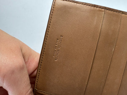 Vintage Bottega Veneta Intrecciato Bifold Wallet Early 2000s Tan