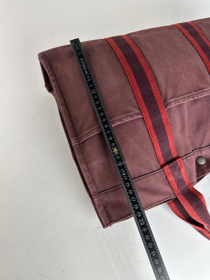 Vintage Hermes Canvas Tote Bag Purple Red