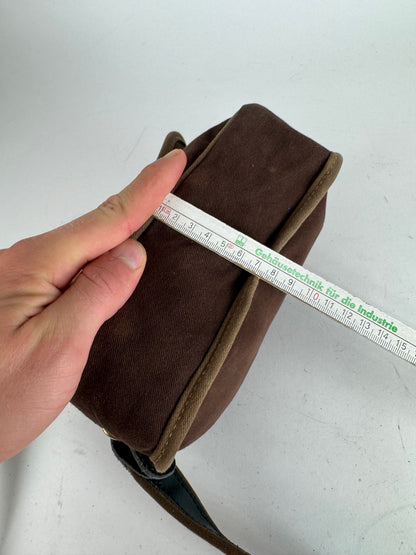 Vintage Loewe Madrid Canvas Leather bag green Brown