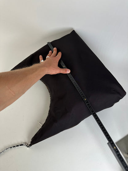 Vintage Gucci Nylon Chain Shoulder Bag Black Silver