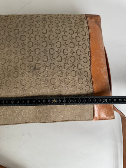 Vintage Celine Monogram Canvas Shoulder Bag Beige Brown