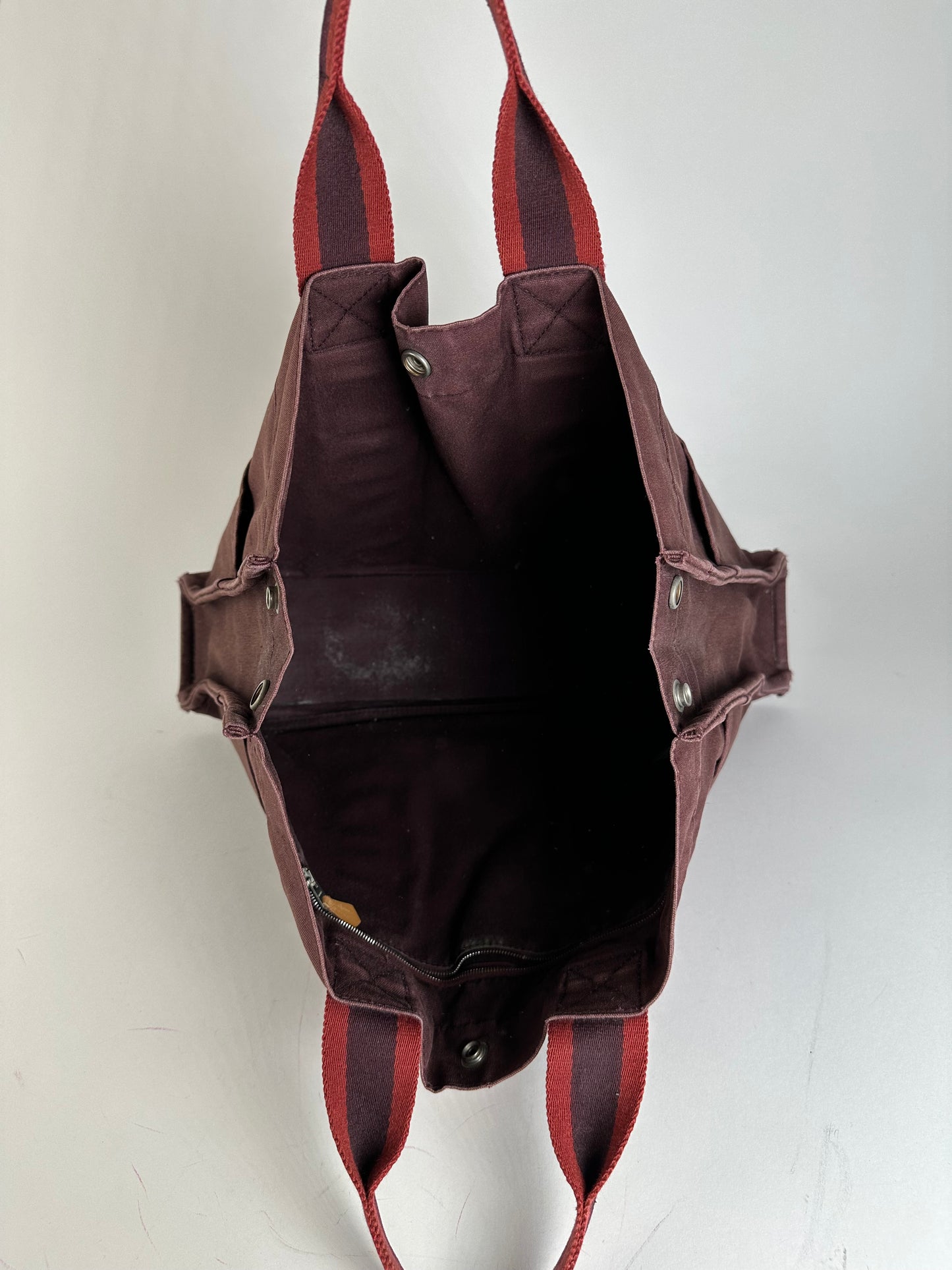 Vintage Hermes Canvas Tote Bag Purple Red