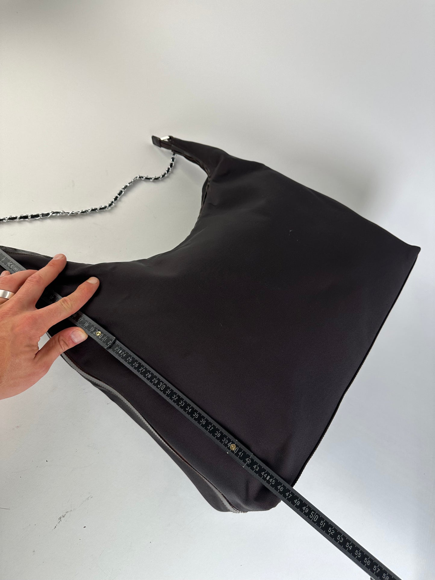 Vintage Gucci Nylon Chain Shoulder Bag Black Silver