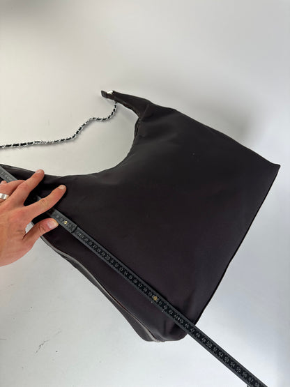 Vintage Gucci Nylon Chain Shoulder Bag Black Silver