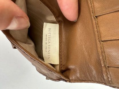 Vintage Bottega Veneta Intrecciato Bifold Wallet Early 2000s Tan