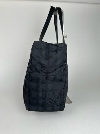 Vintage Chanel Monogram Canvas Shopper Bag Black