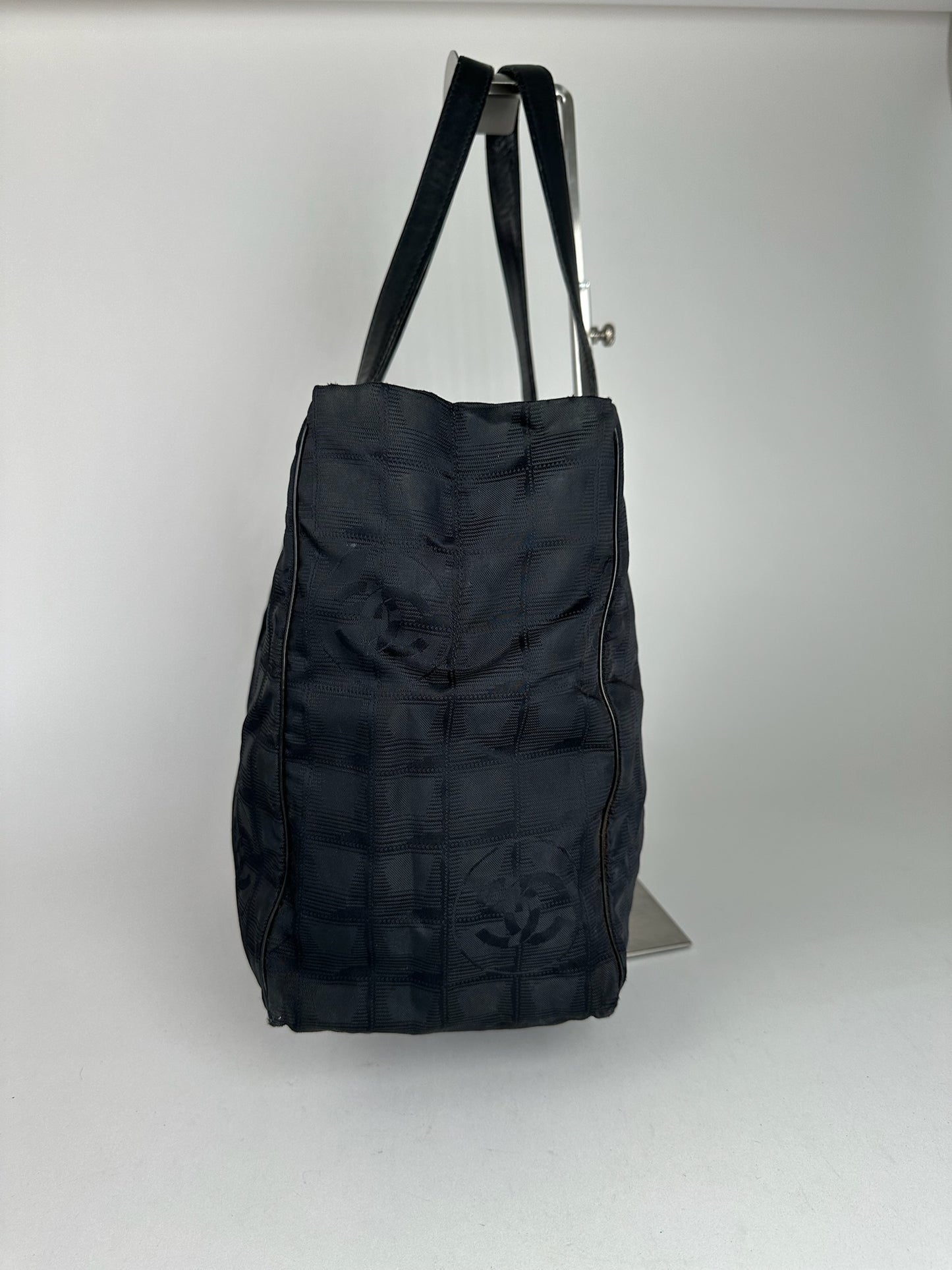 Vintage Chanel Monogram Canvas Shopper Bag Black