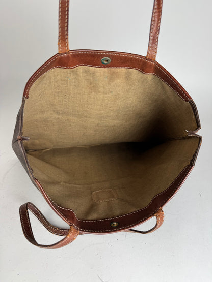 Vintage Celine Paris Leather Monogram Tote Bag Brown