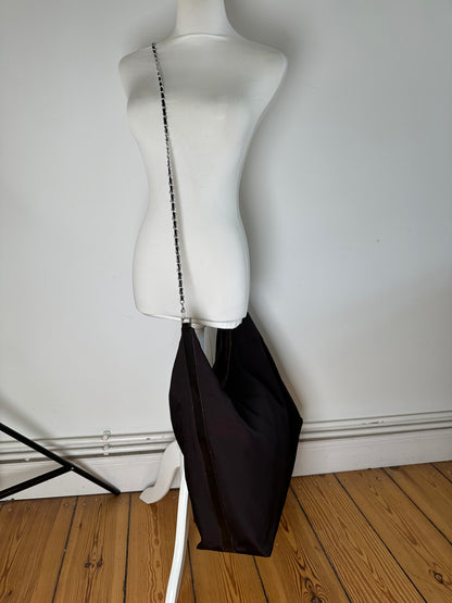 Vintage Gucci Nylon Chain Shoulder Bag Black Silver