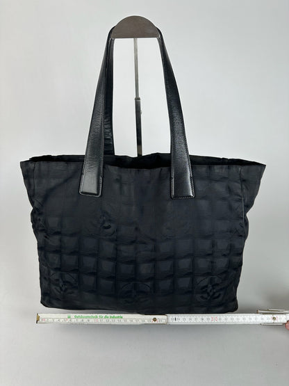 Vintage Chanel Monogram Canvas Shopper Bag Black