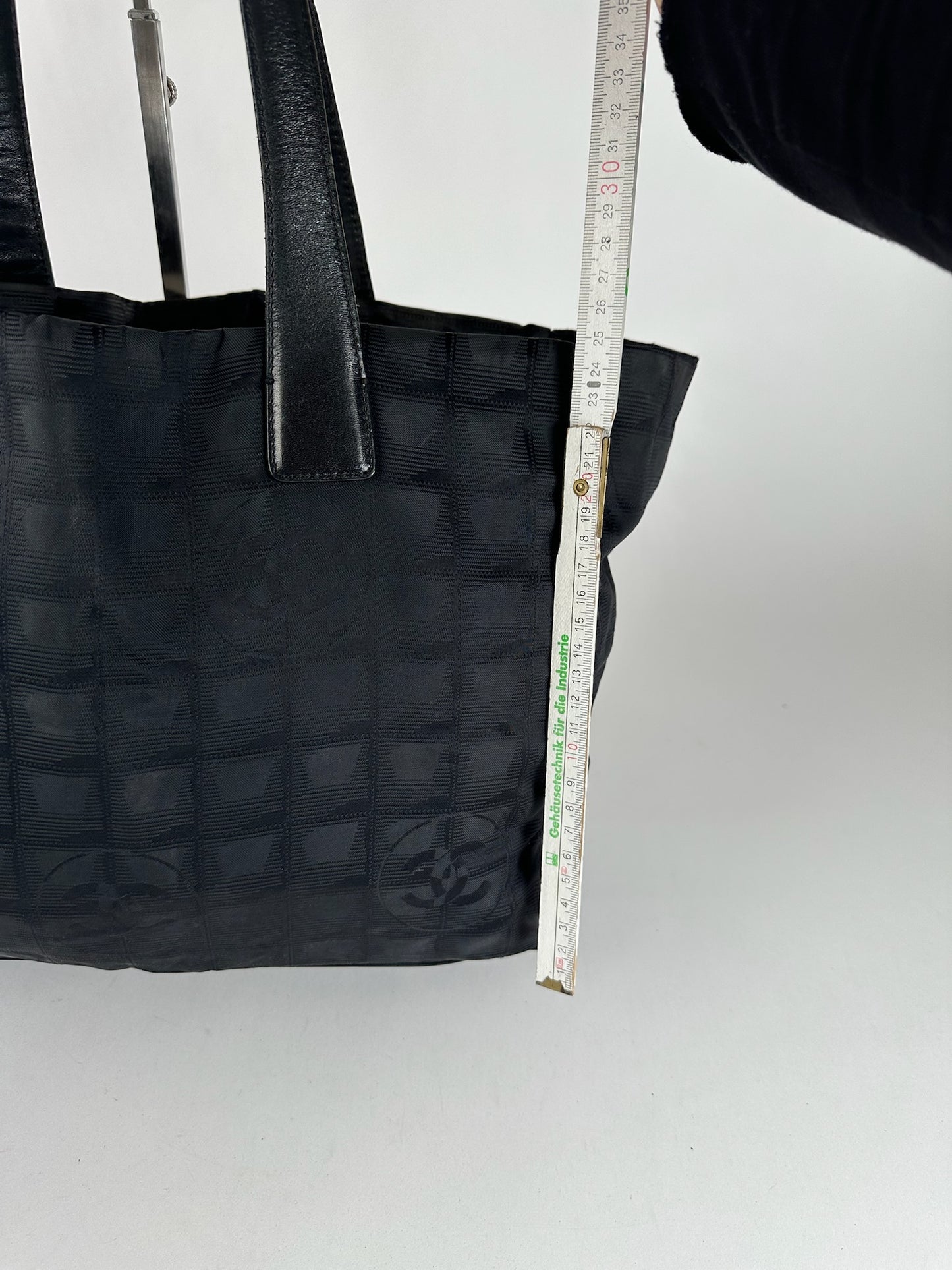 Vintage Chanel Monogram Canvas Shopper Bag Black