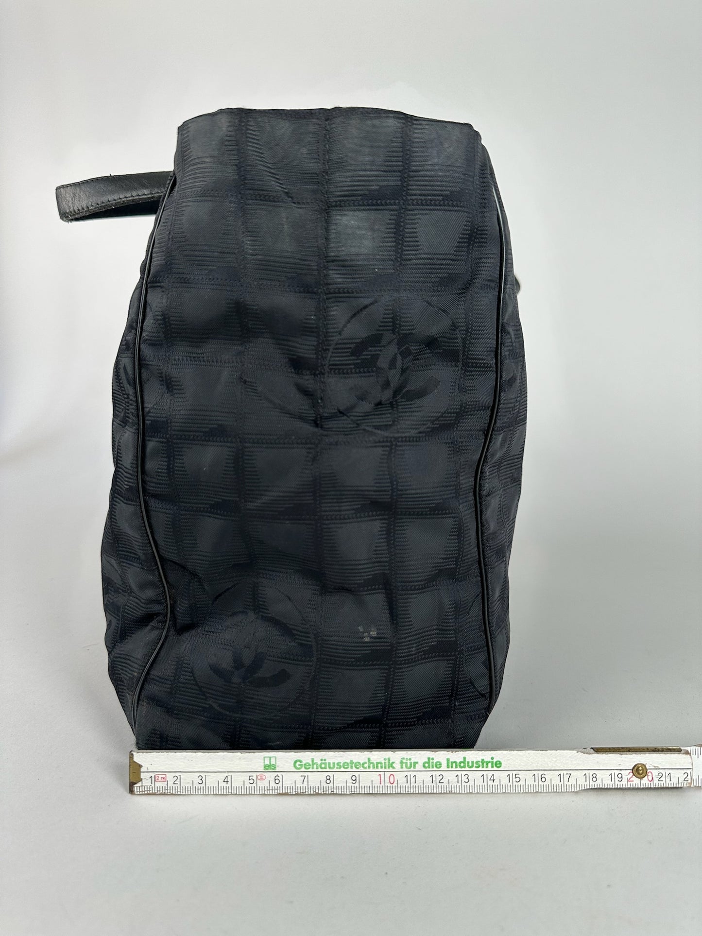 Vintage Chanel Monogram Canvas Shopper Bag Black