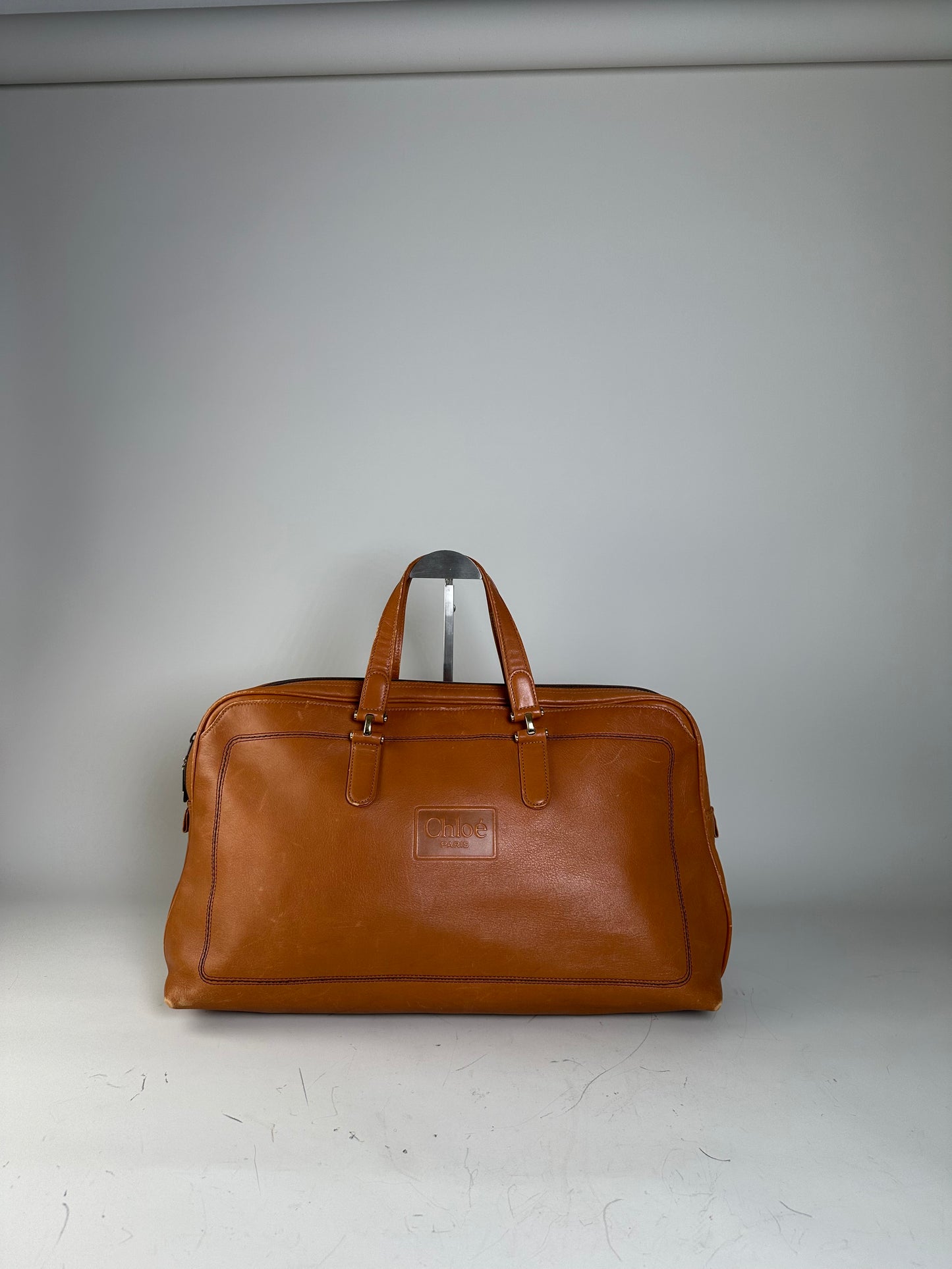 Vintage Chloe Leather Tote Bag Tan Gold-tone