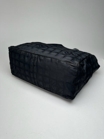 Vintage Chanel Monogram Canvas Shopper Bag Black