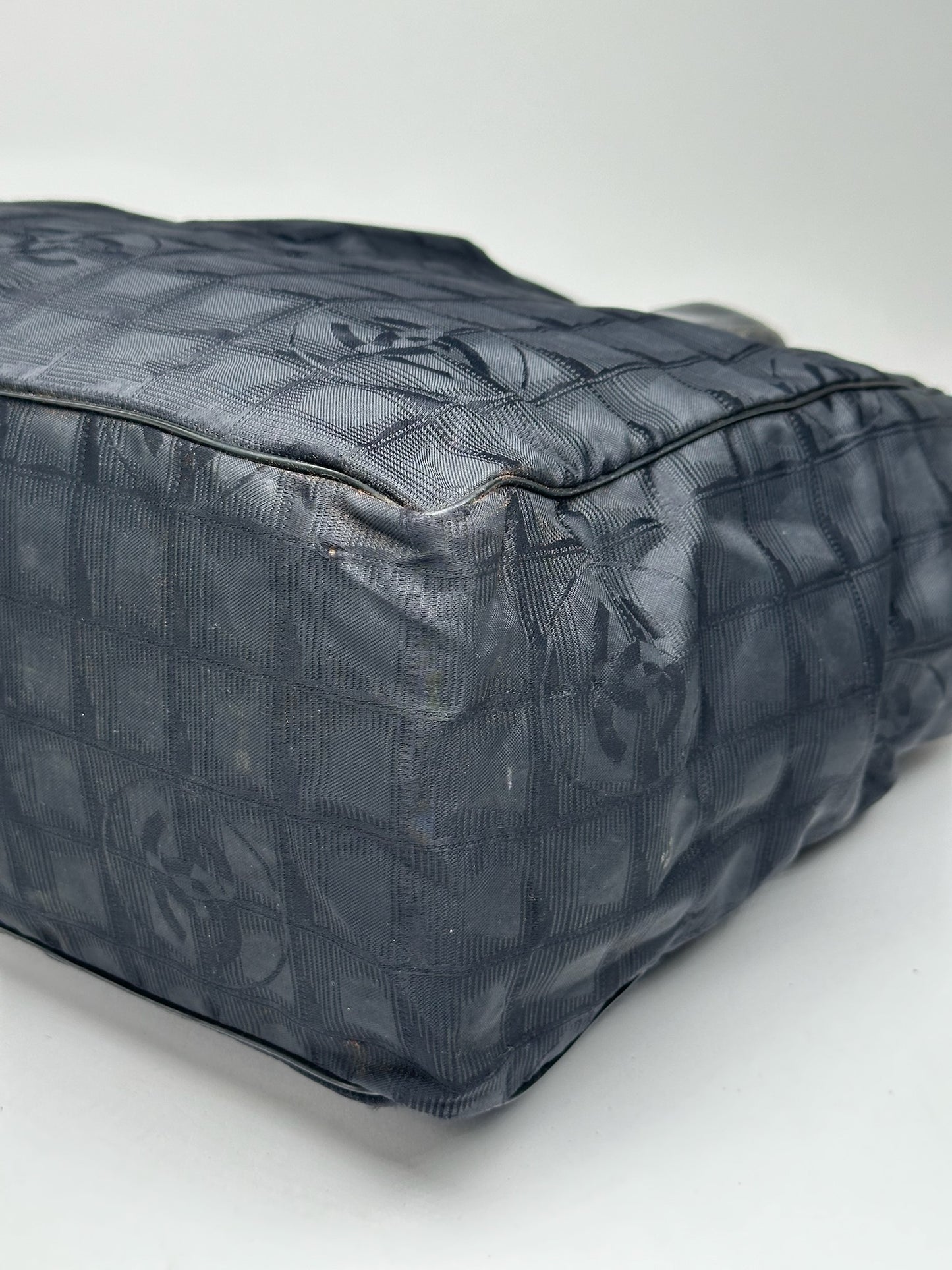 Vintage Chanel Monogram Canvas Shopper Bag Black