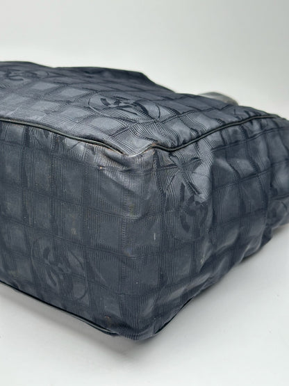 Vintage Chanel Monogram Canvas Shopper Bag Black